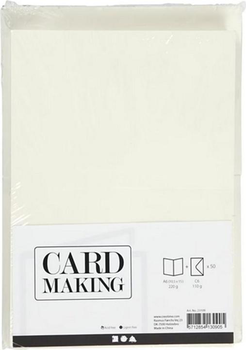 Immagine prodotto Creativ Company Cartoncino e busta vuota 10,5 x 15 cm, 50 pezzi, Beige (50 pz.)