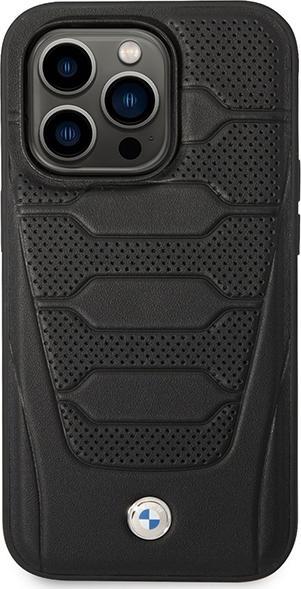 Productafbeelding BMW Hoesje BMHMP14X22RPSK iPhone 14 Pro Max 6,7" czarny/zwart Lederen Zetels Patroon MagSafe (Apple iPhone 14 Pro Max)