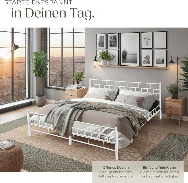 Produktbild tectake Metallbett (200 x 180 cm)