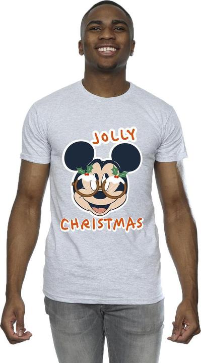 Actual product image Disney Mens Mickey Mouse Jolly Christmas Glasses T-Shirt (XL)