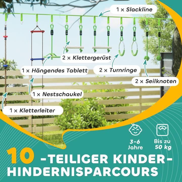 Produktbild Aiyaplay Kinder-Kletterseil-Set Kunststoff, Polyester Grün