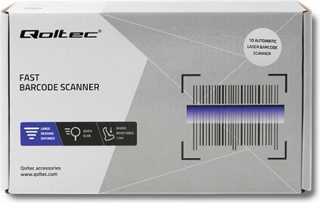 Immagine prodotto Qoltec 50861 Scanner laser cablato per codici a barre 1D (Codici a barre 1D)