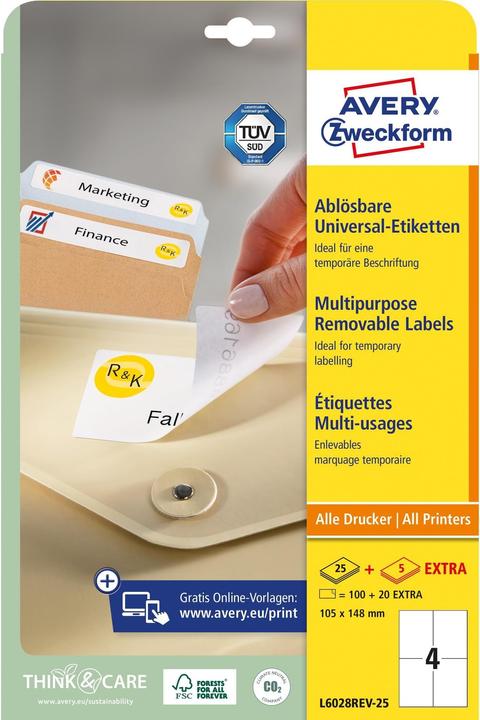 Actual product image Avery Universal labels