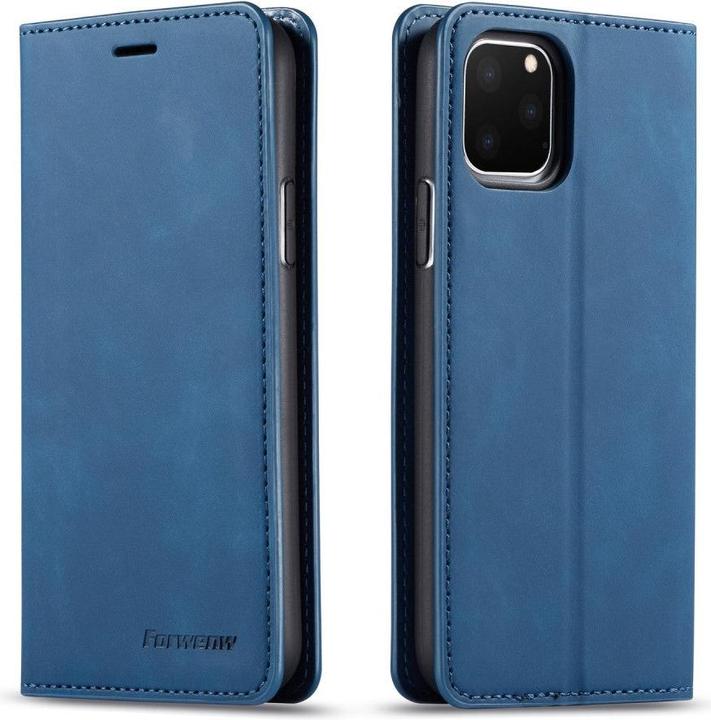 Actual product image Cover-Discount iPhone 11 Pro Max - Vintage Flip Case in suede look blue (Apple iPhone 11 Pro Max)