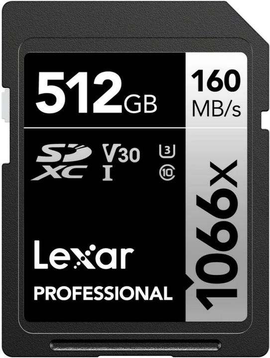 Actual product image Lexar PRO 1066X SDXC U3 (V30) UHS-II R160/W120 512GB (512 GB, SDXC, U3, UHS-I)