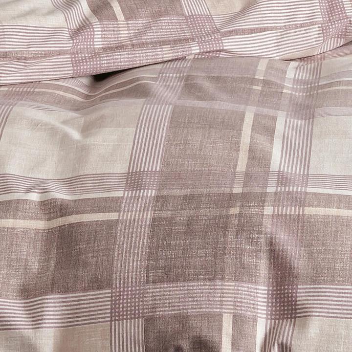Image du produit Janine Drap de lit en lin fin Davos 65159 nature mauve (Set de linge de lit, 70 x 90 cm, 140 x 200 cm)
