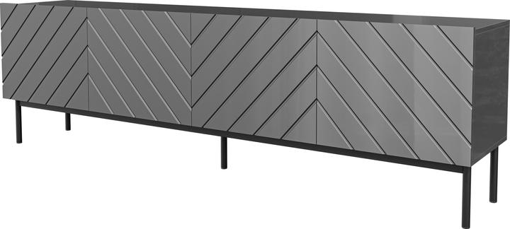 Produktbild Cama ABETO RTV Schrank auf schwarzem Stahlrahmen 200x42x60 graphit/glänzend graphit (200 x 42 x 60 cm)