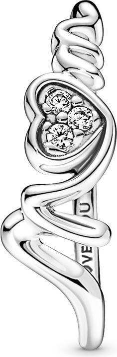 Actual product image Pandora Mum Pavé Heart Ring (60, 925 Silver)