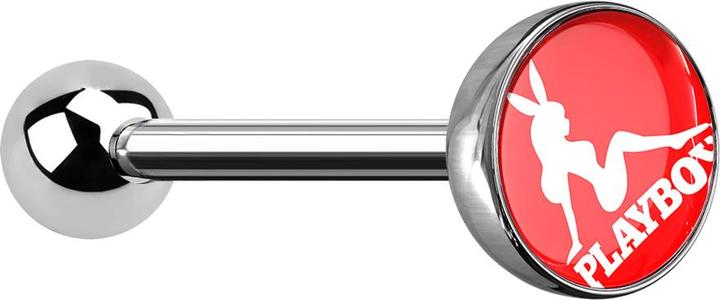 Image du produit Star Piercing Barbell silber mit Kugel und Kugel Playboy rot (sans laiton, Acier chirurgical 316L)