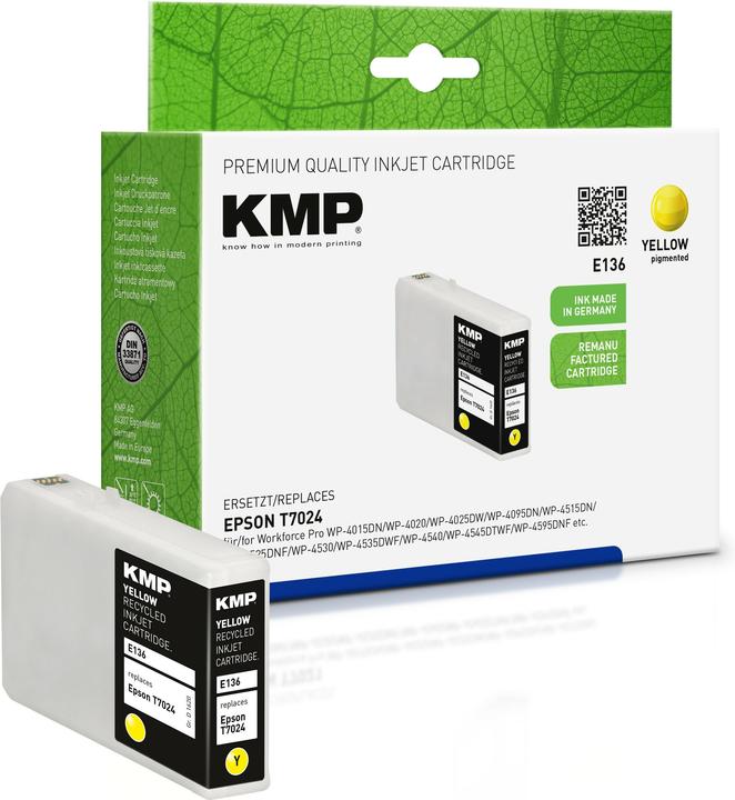 Actual product image KMP E136 Ink Cartridge yellow compatible with Epson T7024 (Y)