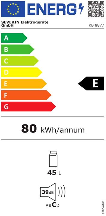 Etichetta energetica Severin KB8877 bianco (45 l)
