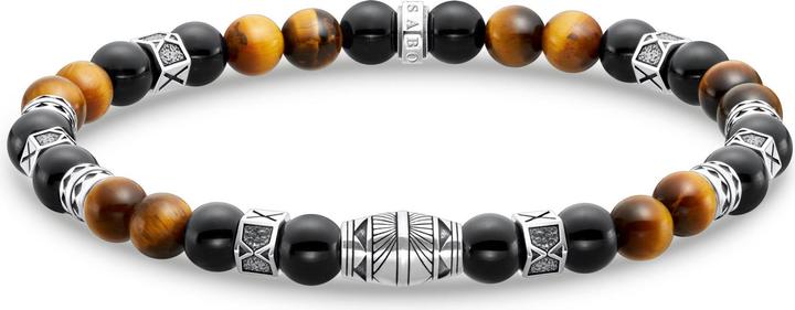 Thomas Sabo Armband mit Schwarzen Onyx Beads und Tigerauge Beads Silber