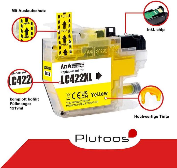 Actual product image Plutoos Brother LC-422XL cartridge compatible, set of 4 colours LC-422 XL