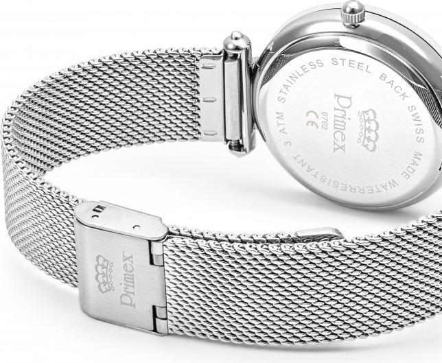 Image du produit Primex Montre Dame Swiss Made Bracelet Metal Argente Cadran Blanc Etanche 30 M Petite (Montre analogique, 33 mm)
