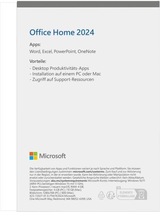 Produktbild Microsoft Office Home 2024 (DE) (1 User, unbegrenzt)