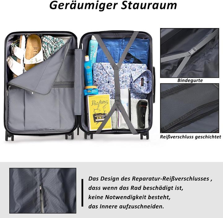 Immagine prodotto Tan.Tomi Set di valigie rigide da 3 pezzi (95 l, Bagaglio a mano (fino a 50 litri), M (50 - 90l), L (90 - 115l))
