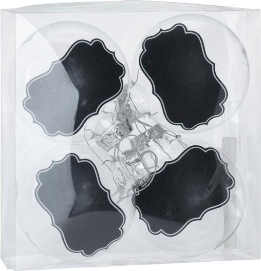 Actual product image Transparent Christmas baubles with chalk labels, 5 pieces. (4 -part)