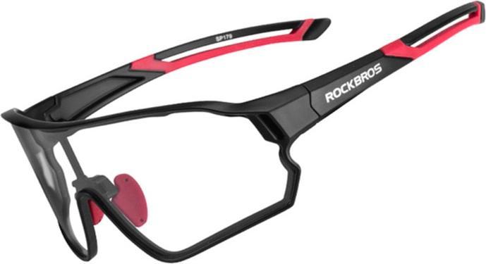 Rockbros 10035 photochrome UV400-Fahrradbrille – Schwarz und Rot (Schwarz und Rot, Schwarz und Rot)
