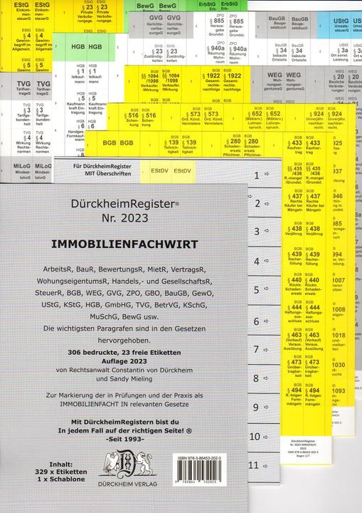 Produktbild DürckheimRegister® IMMOBILIENFACHWIRT Griffregister (2019/2020) (Deutsch, Constantin Dürckheim, 2023)