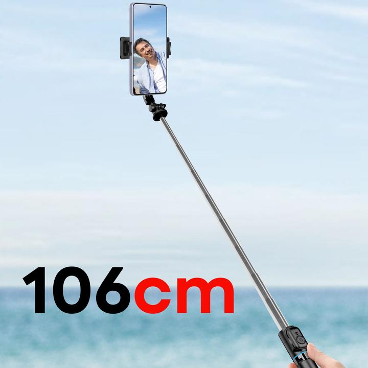 Produktbild xO Selfie-Stick Bluetooth-Stativ SS13 schwarz 106cm