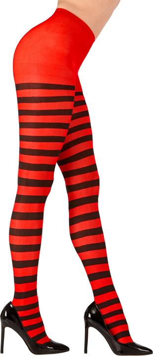 Actual product image Widmann ROT-SCHWARZ GESTREIFTE STRUMPFHOSE 70 DEN, One Size Fits Most Adult
