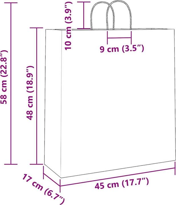 Image du produit VidaXL Sacs en papier kraft 250 pcs. avec anse Marron 45x17x48 cm Sac en papier (Pochette cadeau, 250 x)