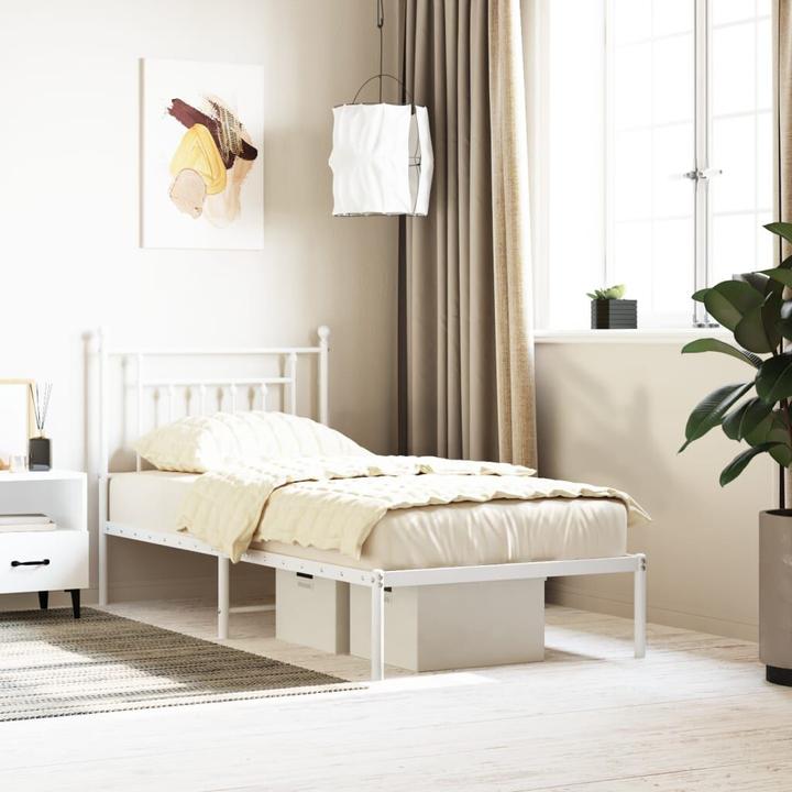 Actual product image VidaXL Bettgestell mit Kopfteil Metall Weiss 90x200 cm, Farbe (90 x 200 cm)