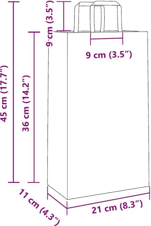 Produktbild VidaXL Kraftpapiertüten 50 Stk. mit Henkel Grün 21x11x36 cm Papiertüte (Geschenktüte, 50 x)