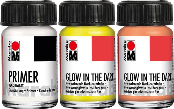 Image du produit Marabu Peinture phosphorescente 'Glow in the Dark Stars (Blanc, Orange, Jaune, 45 ml)