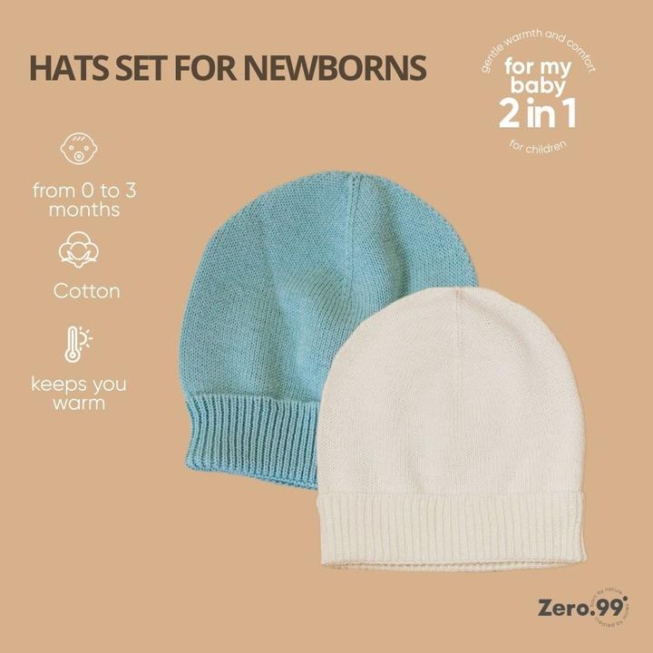 Zero.99 2er-Set Babymützen für Neugeborene, 100% Baumwolle