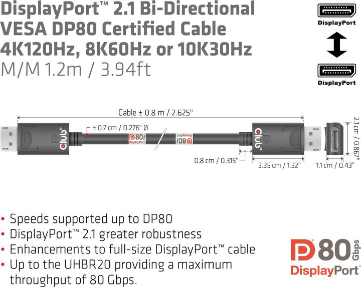 Actual product image Club 3D DisplayPort – DisplayPort (1.20 m, DisplayPort)