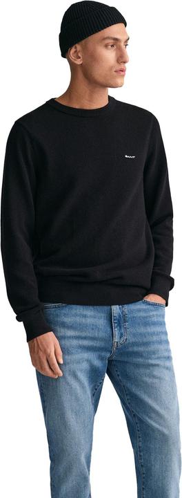 Produktbild GANT Cotton Pique Pullover Crew Neck Black (S, L, 3XL)