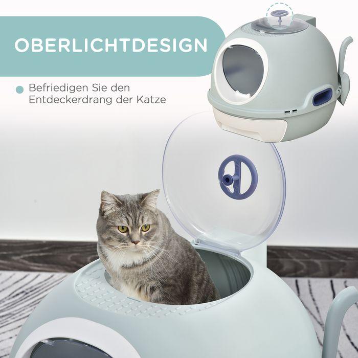 Image du produit Swisshandel24 Bac à litière avec fenêtre de toit Pelle, Portable, PP ABS, bleu marine, 47 x 55 x (Bac à litière fermé)