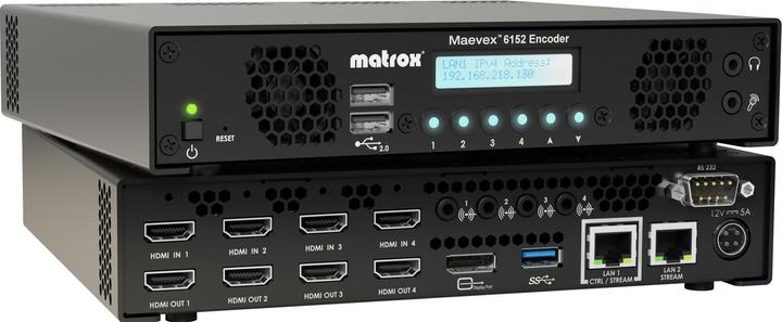 Matrox Maevex 6152 Quad 4Kp60 Encoder 4xHDMI pass 1 thru HDCP HDMI audio analogico in RS232 microfono (HDMI, 18.90 cm)