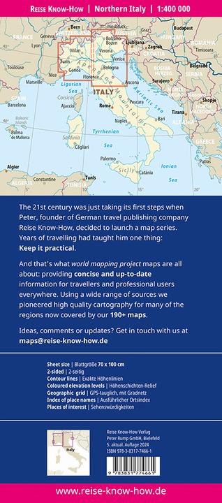 Produktbild Landkarte Italien, Nord / Northern Italy (1:400.000)
