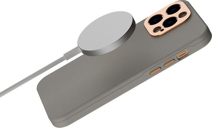 Actual product image Moshi Napa Slim MagSafe - Skórzane etui iPhone 14 Pro Max (Serene Gray) (Apple iPhone 14 Pro Max)