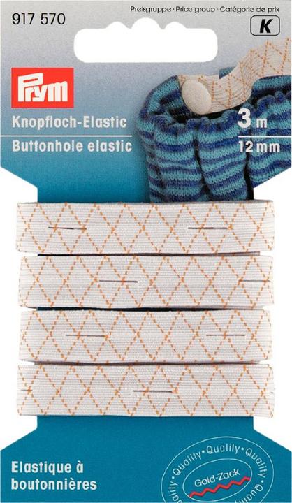 Image du produit Prym Élastique pour boutonnières, blanc 12 mm, carte 3 m