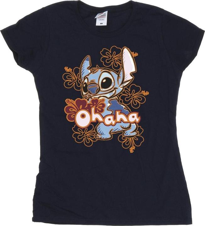 Image du produit Disney - T-shirt LILO AND STITCH OHANA ORANGE HIBISCUS - Femme (L)