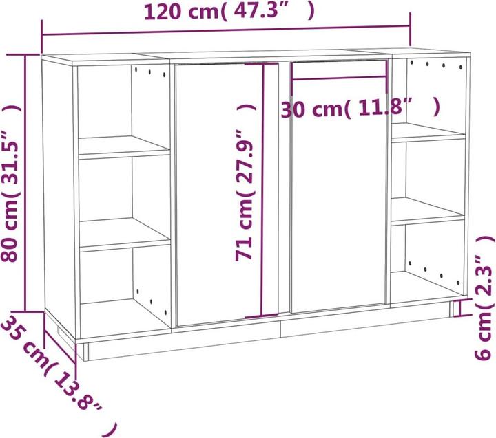 Immagine prodotto VidaXL Sideboard 120x35x80 cm Massivholz Kiefer,Material (120 x 35 x 80 cm)
