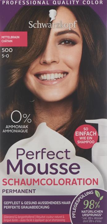 Actual product image Schwarzkopf Perfect Mousse Permanent Foam Colouring 500 Medium Brown (500 medium brown)