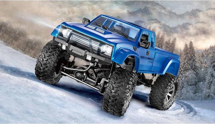 Immagine prodotto Amewi RC AMX Pickup Truck RTR blu con ruote e catene 4WD (RTR pronto all'uso)