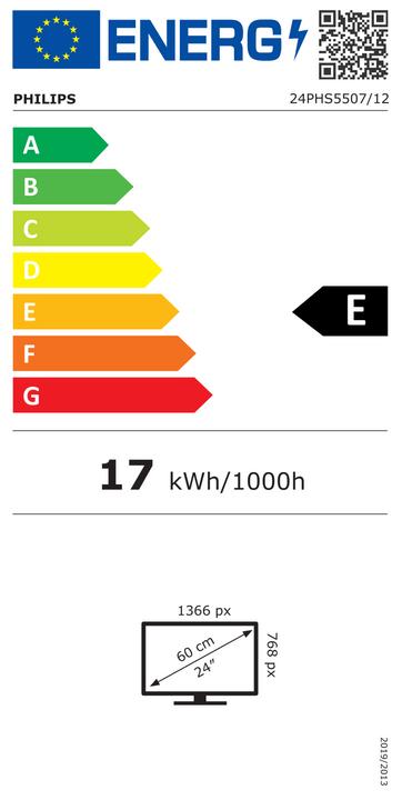 Label énergétique Philips 24PHS5507 (24", PHS5507, LCD, HD, 2022)