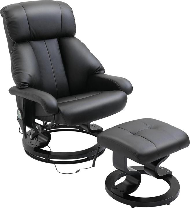 Swisshandel24 Massagesessel Fusshocker Schwarz Relaxsessel Elektrischer Fernsehsessel mit Liegefunktion Kunstleder