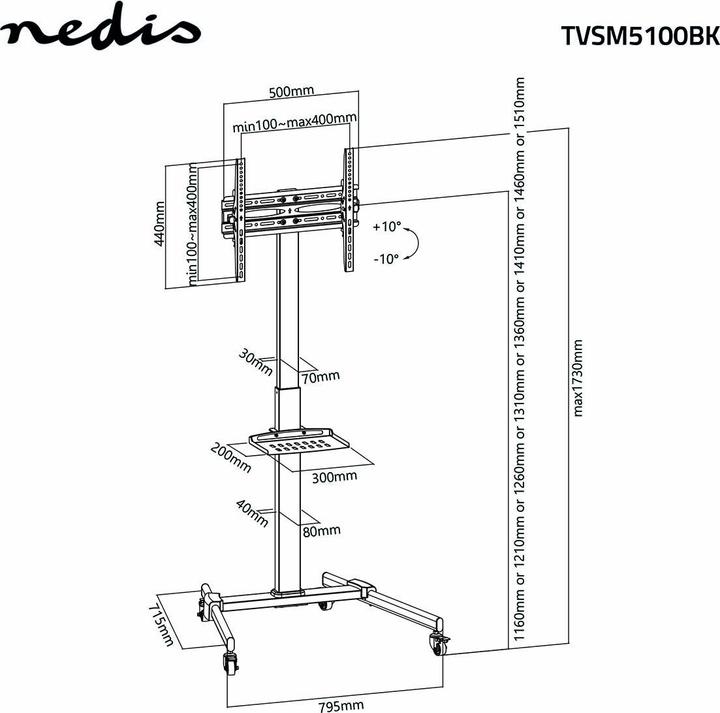 Actual product image Nedis TV floor stand | 32-55 " | maximum supported screen weight: 35 kg | Premium column Entw (55", 35 kg)