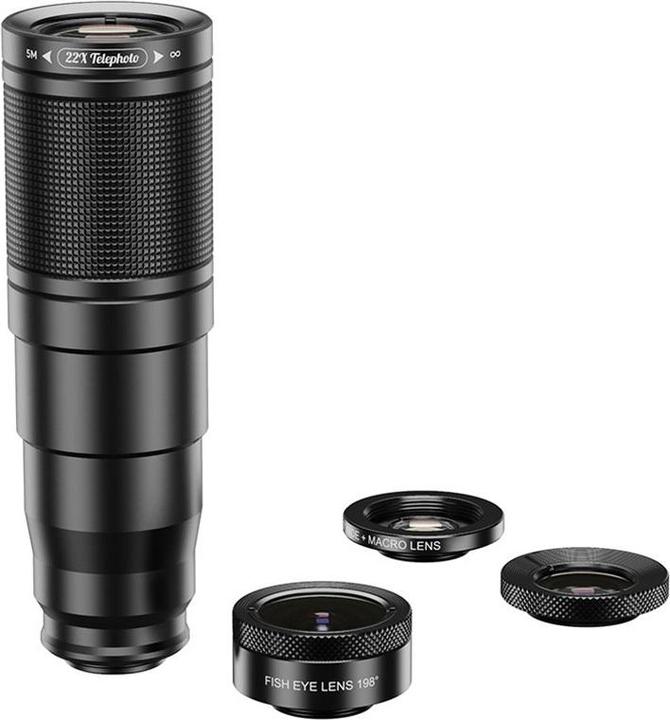 Immagine prodotto Deltalabs Smartphone Teleskop-Objektiv 22x – Fisheye, Makro, Weitwinkel & Stativ