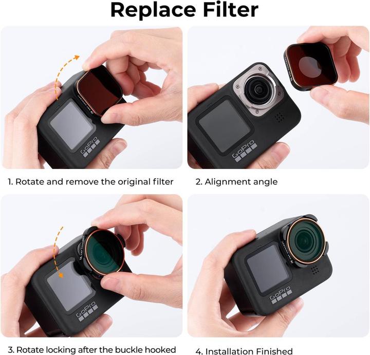 Immagine prodotto K&F Concept Filtri CPL+ND (8/16/32/64/1000) Kit per Hero 9 / Hero 10 (GoPro Hero 9, Eroe 10)