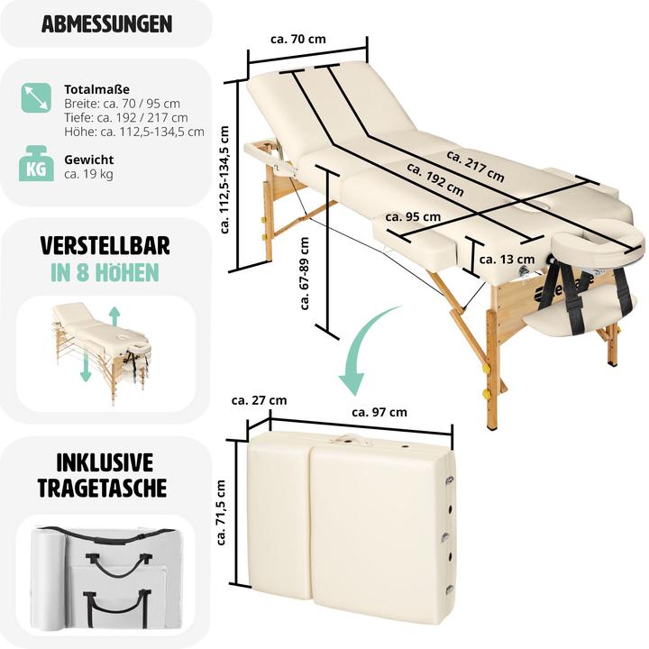 Image du produit tectake Table de massage 3 zones