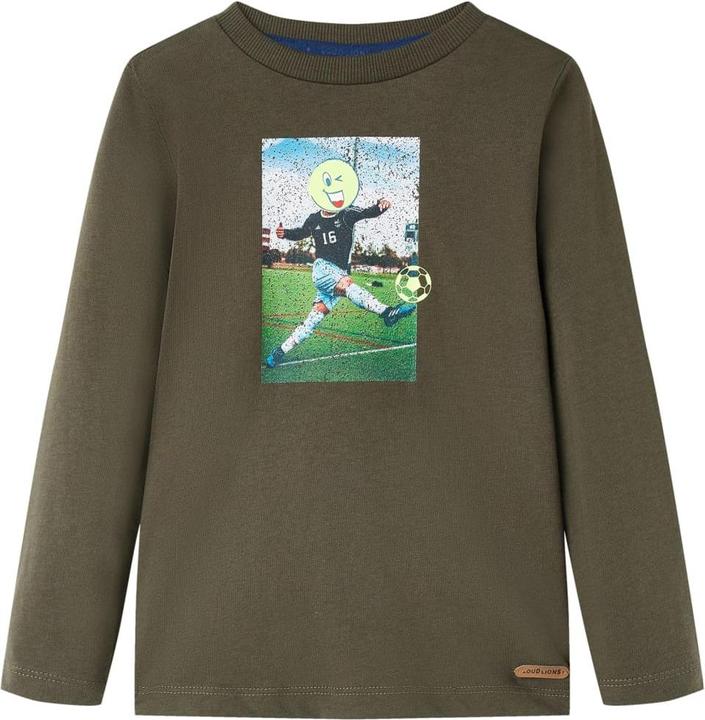 Image du produit VidaXL T-shirt manches longues enfant kaki 128,Matière : 100 (128)