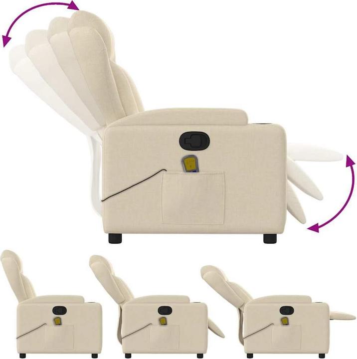 Immagine prodotto VidaXL Poltrona massaggiante in tessuto color crema,Colore: Crema,Materiale: Tessuto (100