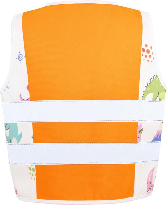 Actual product image Korntex Kinder Warnweste Action „Dinosaurs“ - CO2 Neutral - Signal-Orange/Brachiosaurus - XXS (XXS)